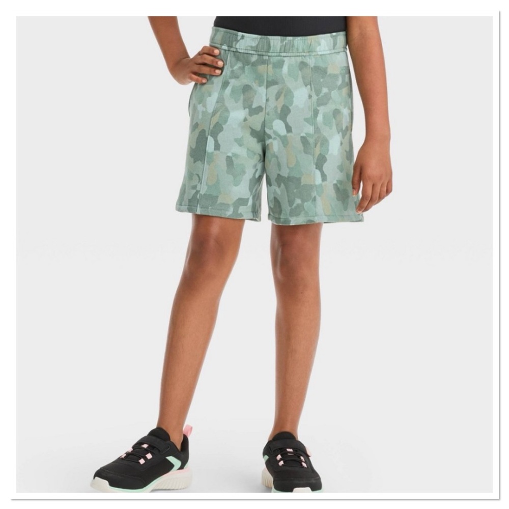 Girl’s Fleece Shorts All In Motion Moss Green